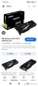 Grafika GeForce GTX 1070 AERO 8G,Gigabyte 4/G6