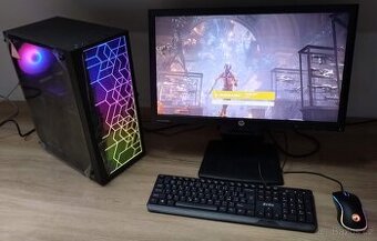 Herní PC s Ryzen 3600, RX 6600 XT a 23" 1080p monitorem