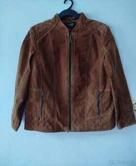 Hnědá dámská kožená bunda z vepřové kůže, velikost 44