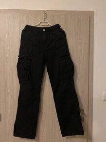 Černé plátěné kapsáče kalhoty, Bershka, xxs