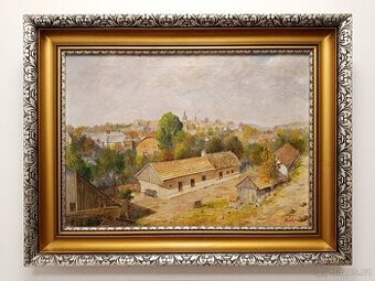 Obraz J.Hošek 1952 - originální olejomalba na plátně 66x86 - 1