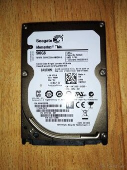 Seagate 500GB, 5400rpm, 16MB cache, SATA, 2,5“, SLIM 7mm