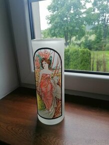 Váza, skleněná, sklo, Alofons Mucha