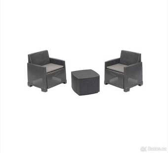 Zahradní set 2x křeslo + stolek NOVÝ 2. jakost