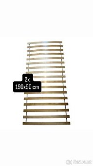 2× lamelový rošt 90×190 cm – pevný dřevěný
