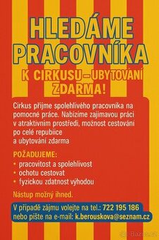 Hledáme pracovníka k cirkusu – ubytování zdarma