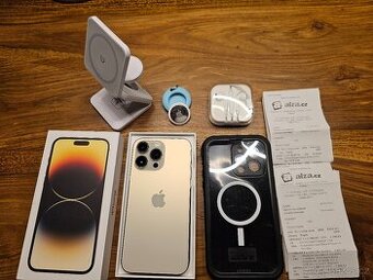 iPhone 14pro Max gold 256GB; bat.91%;nadst.příslušenství