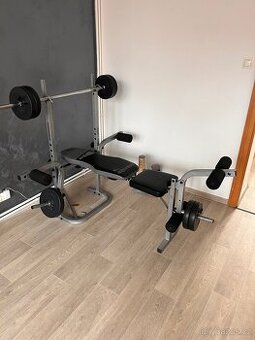 Posilovací lavice Olpran + činka a kotouče 25 kg