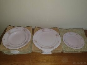 Talířová sada růžová motiv růže Leander