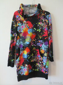 Dámské barevné mikinové šaty s kapucí - 1