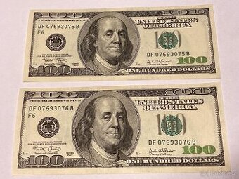 USA - 2x Bankovky 100 Dollars 2003 - Serie DF - 1