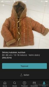 Kožíšek, kabátek, 12-18 měsíců nový