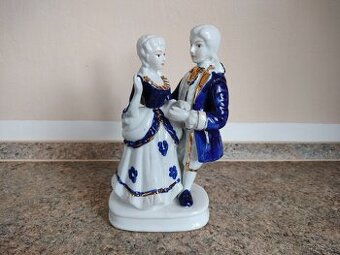 Rokoková figurka - dáma a kavalír, 19,5 cm,