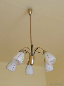 Retro lustr Brusel- krásný, 1 stínidlo poškozené