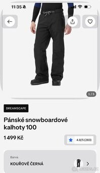 snowboardové/ lyžařské kalhoty 100, velikost M