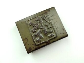 Přezka čs. armáda lvíček opasek 50. léta podpis HF