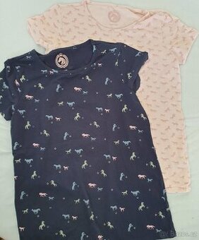 2 x dívčí triko vel. 158-164 - motiv koní