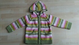 pruhovaný propínací svetr s kapucí - vel. 86