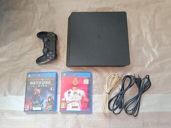 PS4 Slim 500GB, originál ovladač + hry / PlayStation 4