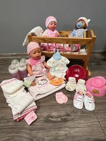 Dřevěná postýlka + panenka Baby Born
