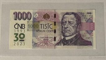 Výroční bankovka 1000 Kč – ČNB 30 let, série R62 001160