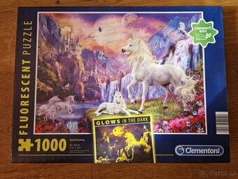 Puzzle fluorescenční 1000 ks jednorožci