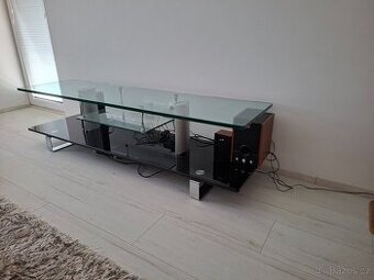 luxusní skleněný (tempered glass) HIFI stolek i pod televizi