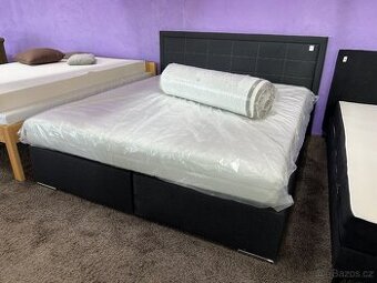 Čalouněná manželská postel s matrací - NEPOUŽITÁ