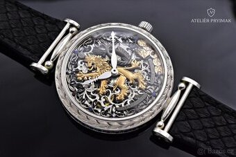 Stříbrné Skeletové Hodinky OMEGA "ČESKÝ LEV" 1922