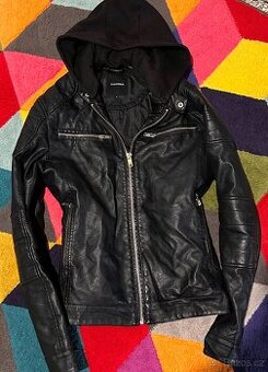 CLOCKHOUSE  PÁNSKÁ STYLOVÁ BUNDA EKO KŮŽE S KAPUCÍ M 💪🏽