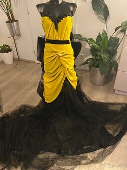 Dolce Gabanna saty plesove zlute cerne tylove 38