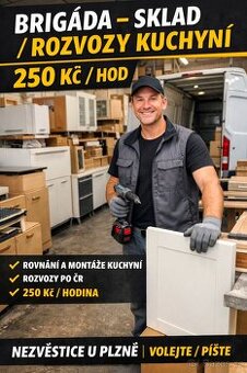 Brigáda – sklad / rozvozy kuchyní (250 Kč / hod)