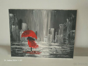 Obraz na plátně - dívka v dešti