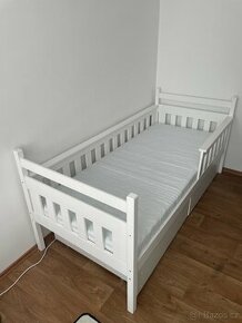 Dětská postel 180x80cm bílá s úložným prostorem + matrace