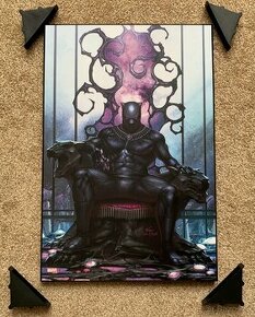 Dřevěný obraz na stěnu Marvel - Black Panther on Throne