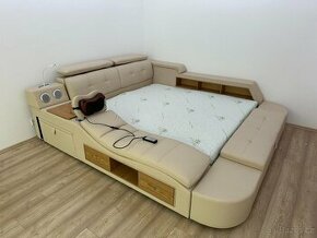 Kožená dvoulůžková postel