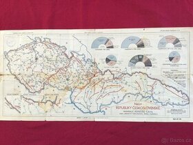 Zeměpisný přehled Československé republiky cca1933, 30x64 cm - 1