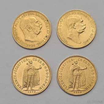 4 x zlatá R-U 10 Koruna