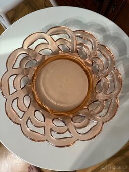 Schrötter Rudolf, Inwald Dubí, růžová mísa, talíř Ø 32,5 cm