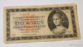 Státovka 100 korun Československých  z roku 1945 - 1