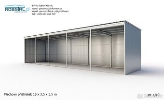 nový plechový přístřešek 15 x 3,5 x 3,5m - 1