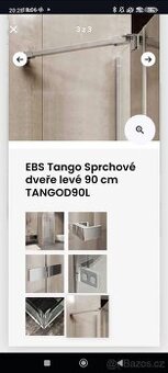 Sprchové dveře z čirého skla se šířkou 90 cm v provedení na
