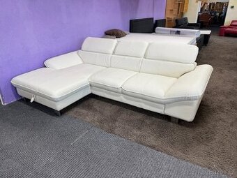 Sedací souprava rohová -rozkládací -kůže-NEPOUŽITÁ