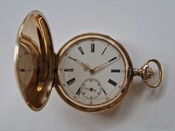 Pánské zlaté tříplášťové kapesní hodinky 14K