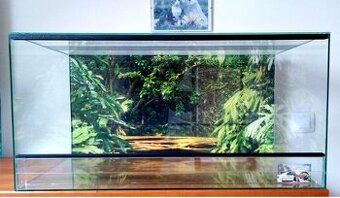 Terárium nové 80x40x40 ,5 mm sklo.Polyuretanové pozadi. Vhod