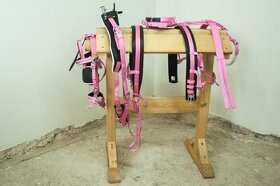 Poprsný nylonový postroj pre koňa ružový FULL