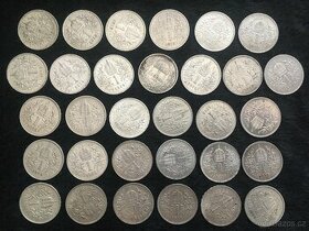 31 kusů stříbrných korun F.J.I., mince Rakousko Uhersko