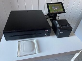 Pokladní set - kasa, tiskárna, držák a tablet, mincovník
