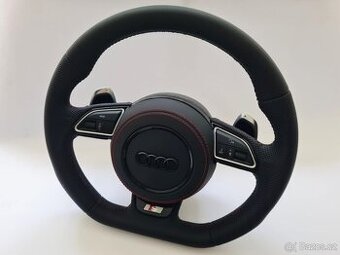AUDI MULTIFUNKCNY VOLANT S AIRBAGOM A PADLAMI, červená niť - 1