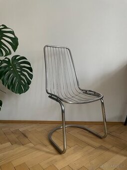 Retro vintage chromová trubková houpací židle